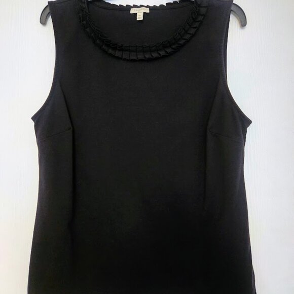 Talbots Tops - Talbots black sleeveless tank with ruffle‎ neckline XL